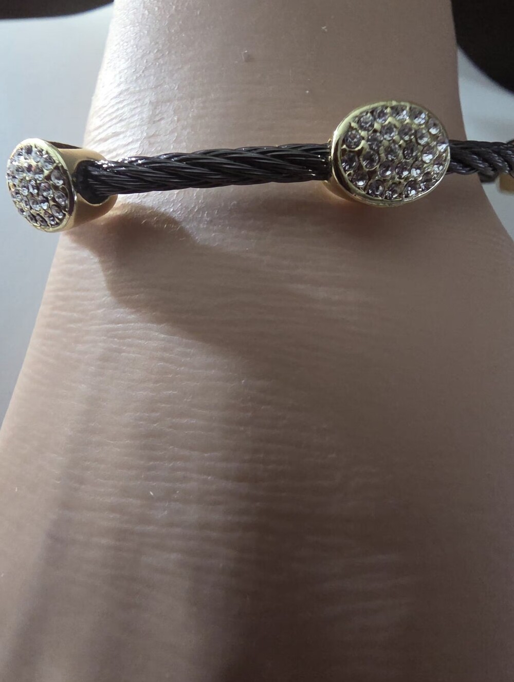 New Black & Gold Cable Bracelet Pavé Crystal Magnetic Clasp